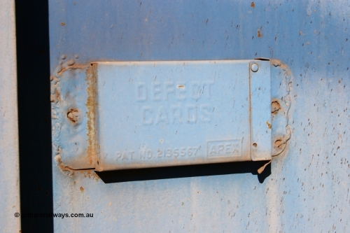 CHRY 753 050518 2136
Flash Butt yard, CFCLA hire ballast waggon CHRY type CHRY 753, defect card holder.
Keywords: CHRY-type;CHRY753;CFCLA;CRDX-type;BHP-ballast-waggon;
