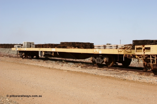 6705 051001 5623
Flash Butt yard, BHP flat waggon 6705 ROA code of AQPY 2916, 55 tonne capacity, unsure of original owner, possible AN AOOX, then cut down to the Pilbara through CFCLA, 3/4 view.
Keywords: 6705;AQPY-type;AQPY2916;CFCLA;BHP-flat-waggon;