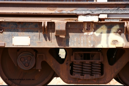 6009 Scotts of Ipswich Qld 051001 5695
Boodarie, the Steel Train or rail recovery and transport train, builders plate detail of flat waggon #16, 6009, a Scotts of Ipswich Qld built flat waggon from September 1970.
Keywords: Scotts-Qld;BHP-rail-train;