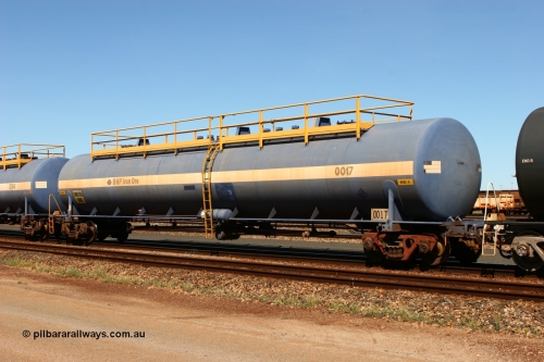 0017 Comeng WA 060414 3457
Nelson Point yard, empty 116 kL Comeng WA built tank waggon 0017 from 1974-5, one of six such tank waggons.
Keywords: Comeng-WA;BHP-tank-waggon;