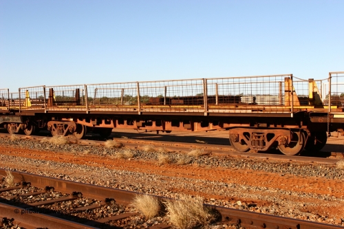 060429 3738
Flash Butt yard, Pony re-laying waggon, #1, originally built for Goldsworthy Mining as one of a batch of six with a 55 tonne rating by Tomlinson Steel in 1966.
Keywords: BHP-pony-waggon;Tomlinson-Steel-WA;GML;