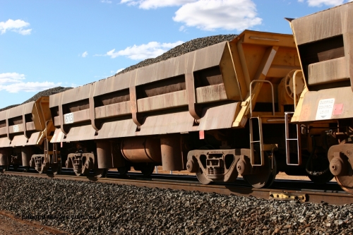 8703 Difco USA 060618 6210
Abydos Siding, originally built by Difco USA for Goldsworthy Mining Ltd in 1967 as a batch of five, prefixed with 870 in BHP service, 8703 side dump waggon loaded with fines for pad capping.
Keywords: Difco-Ohio-USA;GML;BHP-ballast-waggon;