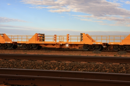 6030 Gemco WA 100717 0672
Flash Butt yard, new rail stock carrier waggon 6030, built by Gemco Rail in late 2009-10 with Barber bogies.
Keywords: Gemco-Rail-WA;BHP-rail-train;