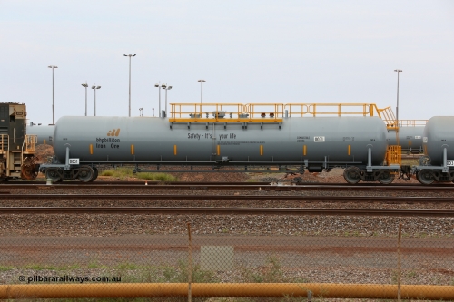 0031 CNR - QRRS China 150523 8212
Nelson Point, empty 116 kL CNR-QRRS of China built tank waggon 0031, class leader of a second batch delivered in 2015 with safety slogan 'Safety - It's your life'.
Keywords: CNR-QRRS-China;BHP-tank-waggon;