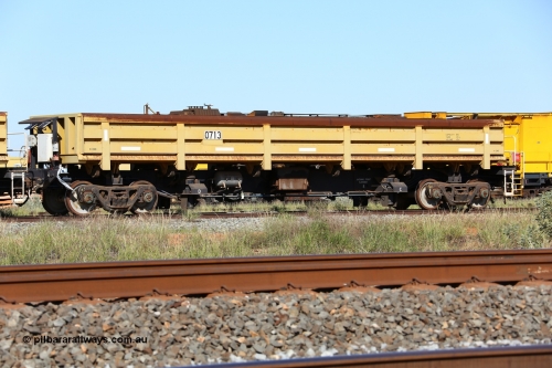 0713 CNR - QRRS China 150619 9085
Flash Butt yard, CNR-QRRS of China built side dump waggons, built and delivered around 2011-12, waggon 0713 loaded with fines for sheeting.
Keywords: CNR-QRRS-China;BHP-ballast-waggon;