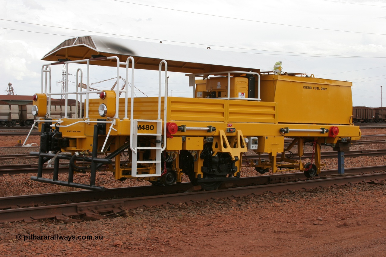 050407 0381
Nelson Point yard hard stand area sees brand new having only been delivered, BHP track tamper support trailer for Tamper 3 which will arrive in a couple of days. Plasser Australia 09-3X model with serial M480. 7th April 2005.
Keywords: Tamper3;Plasser-Australia;09-3X;M480;track-machine;