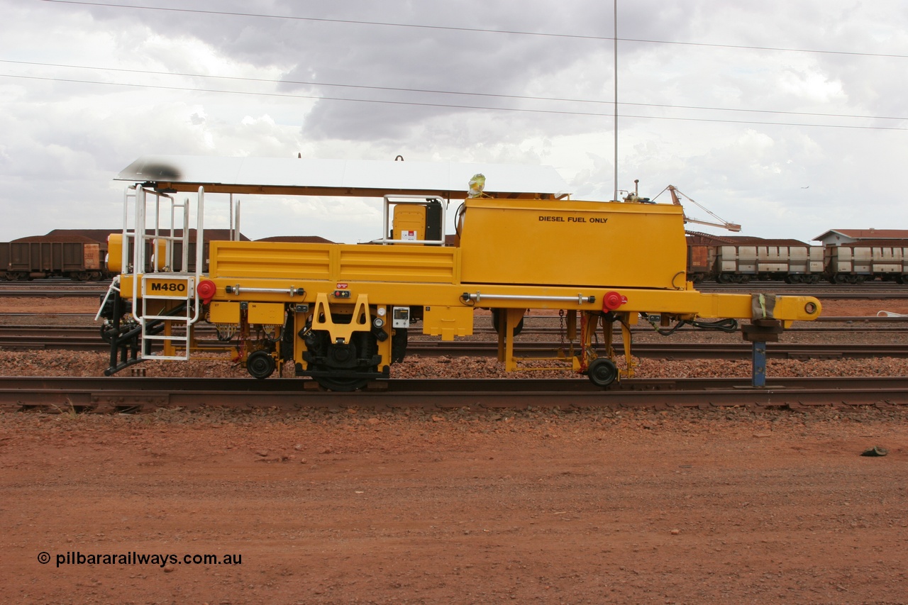 050407 0382
Nelson Point yard hard stand area sees brand new having only been delivered, BHP track tamper support trailer for Tamper 3 which will arrive in a couple of days. Plasser Australia 09-3X model with serial M480. 7th April 2005.
Keywords: Tamper3;Plasser-Australia;09-3X;M480;track-machine;