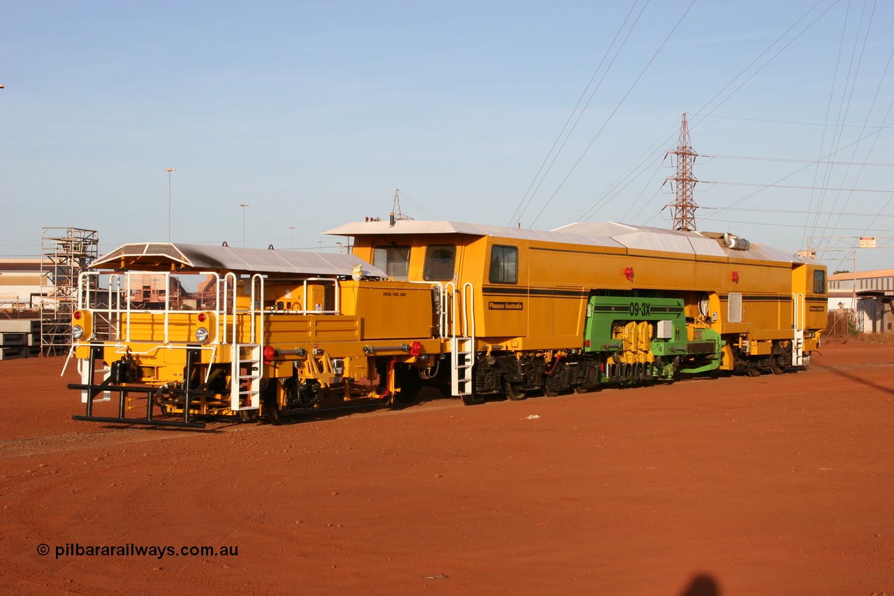 050410 0503
Nelson Point yard hard stand area sees brand new having only been delivered the day before, BHP track tamper to become Tamper 3, a Plasser Australia 09-3X model with serial M480. 10th April 2005.
Keywords: Tamper3;Plasser-Australia;09-3X;M480;track-machine;