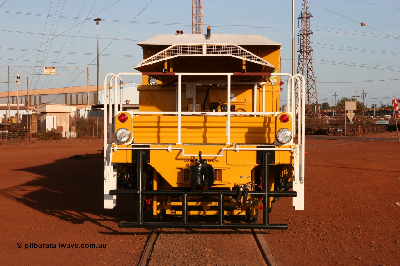 050410 0524
Nelson Point yard hard stand area rear view of brand new having only been delivered the day before, BHP track tamper to become Tamper 3, a Plasser Australia 09-3X model with serial M480. 10th April 2005.
Keywords: Tamper3;Plasser-Australia;09-3X;M480;track-machine;