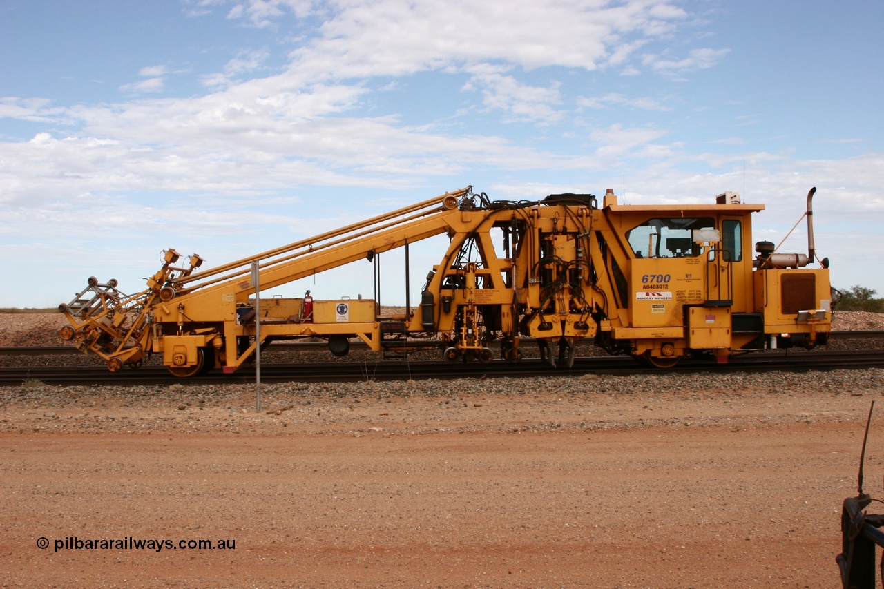 050421 1178
Abydos Siding backtrack, Barclay Mowlem track tamper a Fairmont Jackson model 6700 tamper side view. 21st April 2005.
Keywords: Jackson;6700;153172;track-machine;