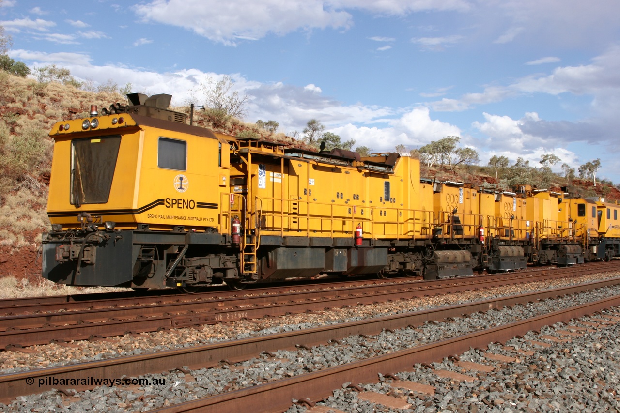 050421 1611
Hesta Siding backtrack, Speno Australia's 24 stone rail grinder before they had id stickers fitted, this front unit was later stickered as RG 2. 21st April 2005.
Keywords: Speno;RR24;track-machine;