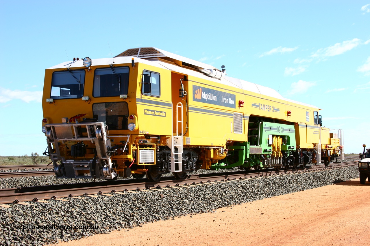 050625 3606
Mooka North, BHP's new Tamper 3 track machine a Plasser Australia 09-3X model serial M480. 25th June 2005.
Keywords: Tamper3;Plasser-Australia;09-3X;M480;track-machine;