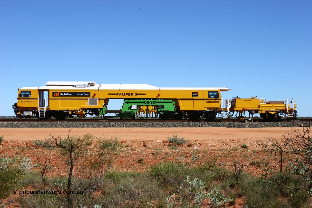 050625 3663
Mooka North, BHP's new Tamper 3 track machine a Plasser Australia 09-3X model serial M480. 25th June 2005.
Keywords: Tamper3;Plasser-Australia;09-3X;M480;track-machine;