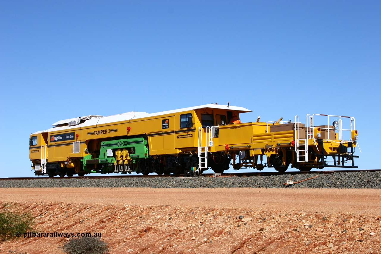 050625 3665
Mooka North, BHP's new Tamper 3 track machine a Plasser Australia 09-3X model serial M480. 25th June 2005.
Keywords: Tamper3;Plasser-Australia;09-3X;M480;track-machine;