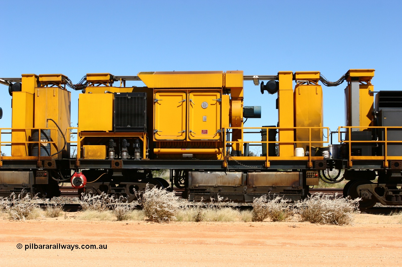 060501 3920
Abydos Siding backtrack, Speno rail grinder RG 1, a RR24 model grinder with 24 grinding wheels, serial M20, first grinding module. 1st May 2006.
Keywords: RG1;Speno;RR24;M20;track-machine;