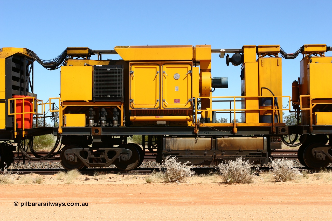 060501 3923
Abydos Siding backtrack, Speno rail grinder RG 1, a RR24 model grinder with 24 grinding wheels, serial M20, third grinding module. 1st May 2006.
Keywords: RG1;Speno;RR24;M20;track-machine;