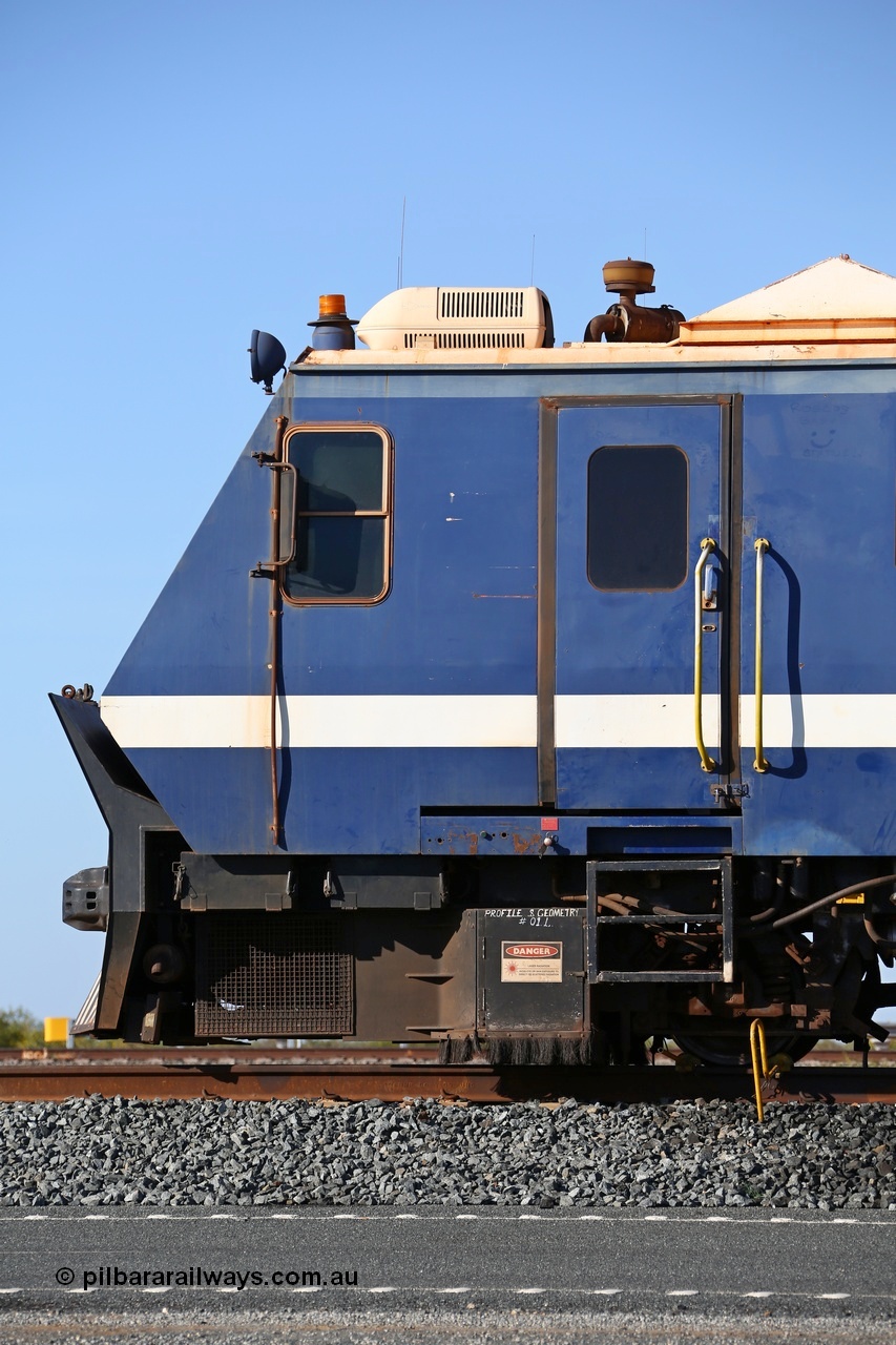 150619 9146
Mooka, side section 1 of 5, BHP Iron Ore's track recording vehicle, EM80 which is a Plasser & Theurer EM-80 model and still wearing the old BHP blue and white livery, this unit was delivered in Mt Newman Mining orange and white, Mermec fitted a Tecnogamma system as part of a refurbishment.
Keywords: EM80;Plasser-&-Theurer;track-machine;