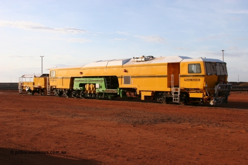 050410 0516
Nelson Point yard hard stand area sees brand new having only been delivered the day before, BHP track tamper to become Tamper 3, a Plasser Australia 09-3X model with serial M480. 10th April 2005.
Keywords: Tamper3;Plasser-Australia;09-3X;M480;track-machine;