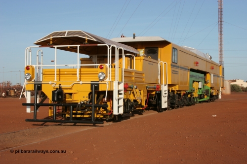 050410 0526
Nelson Point yard hard stand area rear view of brand new having only been delivered the day before, BHP track tamper to become Tamper 3, a Plasser Australia 09-3X model with serial M480. 10th April 2005.
Keywords: Tamper3;Plasser-Australia;09-3X;M480;track-machine;