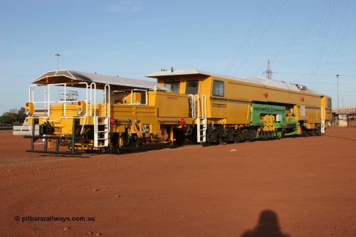 050410 0531
Nelson Point yard hard stand area rear view of brand new having only been delivered the day before, BHP track tamper to become Tamper 3, a Plasser Australia 09-3X model with serial M480. 10th April 2005.
Keywords: Tamper3;Plasser-Australia;09-3X;M480;track-machine;