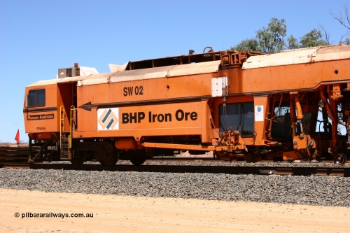 050917 5516
Coon Siding, view of the tamper driving and operators cabin locations on Switch Tamper SW 02 is a Plasser Australia model Unimat S4 switch tamper. 17th September 2005.
Keywords: SW02;Plasser-Australia;Unimat-4S;track-machine;