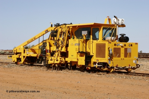 051001 5671
Flash Butt yard, Jackson model 6700 tamper serial 153246 lettered for Railway Equipment Leasing And Maintenance RELAM Inc undergoing delivery checks. October 1, 2005.
Keywords: Jackson;6700;153246;track-machine;