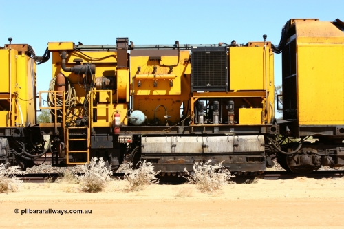 060501 3912
Abydos Siding backtrack, Speno rail grinder RG 2, first grinding module. May 1, 2006.
Keywords: RG2;Speno;RR24;track-machine;