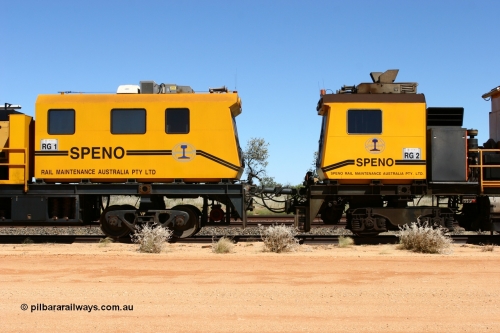 060501 3918
Abydos Siding backtrack, Speno rail grinder RG 1, a RR24 model grinder, serial M20 bar coupled to RG 2. May 1, 2006.
Keywords: RG1;Speno;RR24;M20;track-machine;