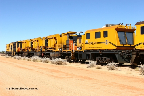 060501 3927
Abydos Siding backtrack, Speno rail grinder RG 1, a RR24 model grinder, serial M20 bar coupled to RG 2. May 1, 2006.
Keywords: RG1;Speno;RR24;M20;track-machine;
