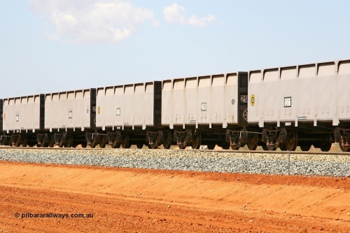 01179-02180 080124 1628
Chapman Siding, new FMG ore waggon pairs 1179 slave and 2180 control and 1259 slave and 2260 control, built by China Southern or CSR at their Zhuzhou Rolling Stock Works in China in 2007. 24th January 2008.
Keywords: 1179-2180;CSR-Zhuzhou-Rolling-Stock-Works-China;FMG-ore-waggon;