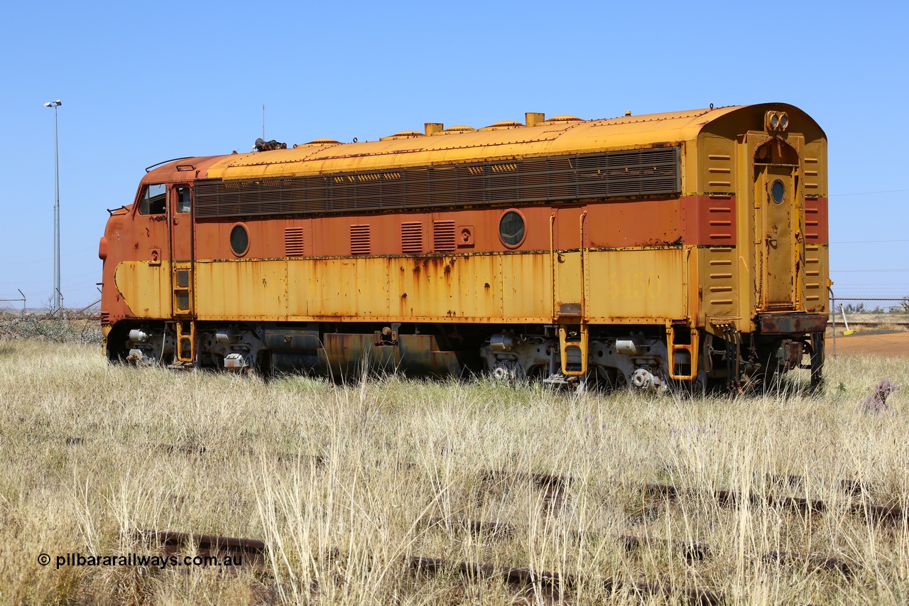 200914 7755
Pilbara Railways Historical Society museum, 5450 a USA built EMD model F7A serial 8970 and frame 3006-A9, built Jan-1950 for Western Pacific Railroad as 917-A, imported for the Mt Newman Mining Co. to construct their Port Hedland to Newman railway in December 1967. Donated to the Society in 1978. 14th September 2020.
Keywords: 5450;EMD;F7A;8970;917-A;3006-A9;