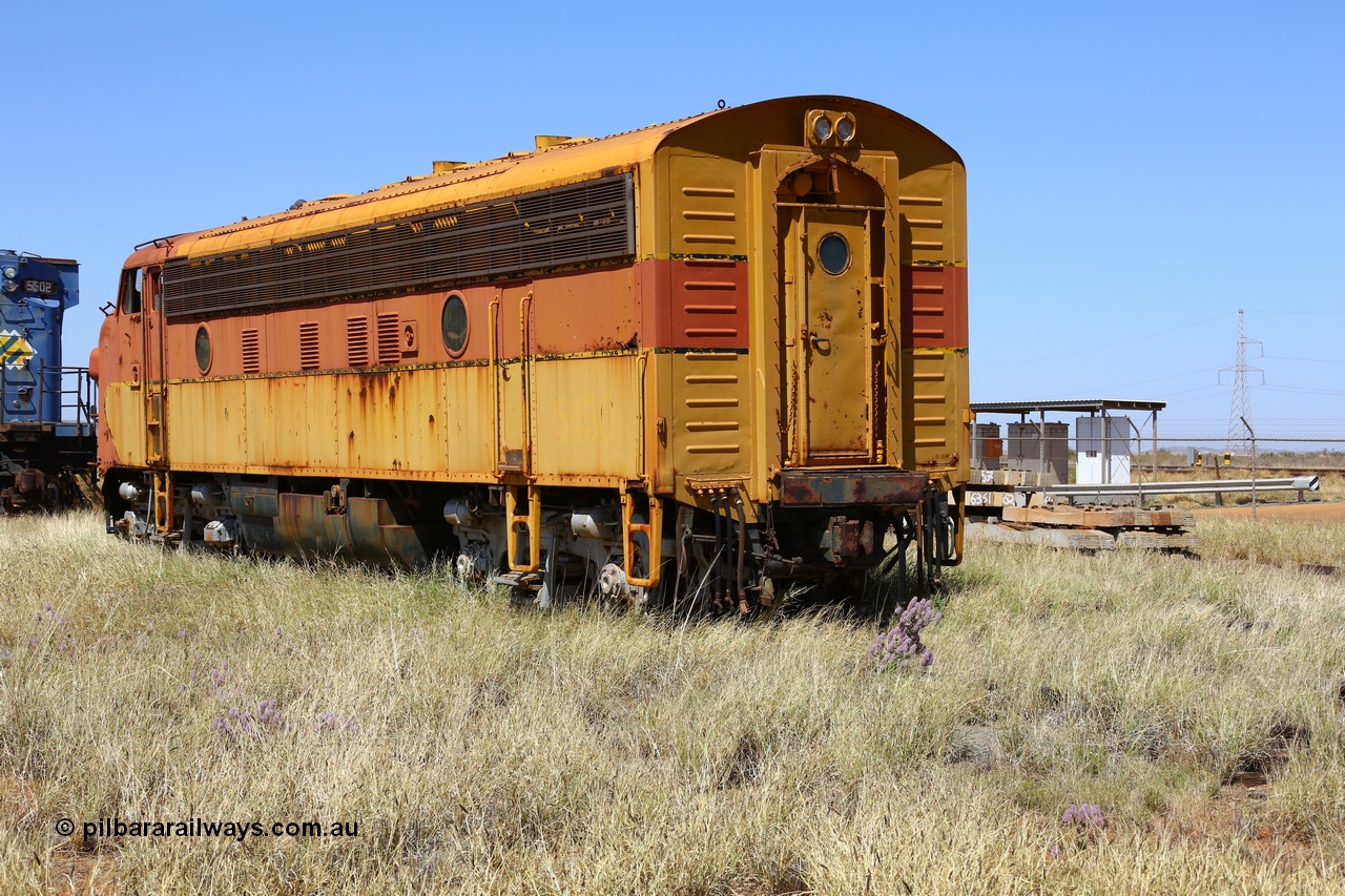 200914 7756
Pilbara Railways Historical Society museum, 5450 a USA built EMD model F7A serial 8970 and frame 3006-A9, built Jan-1950 for Western Pacific Railroad as 917-A, imported for the Mt Newman Mining Co. to construct their Port Hedland to Newman railway in December 1967. Donated to the Society in 1978. 14th September 2020.
Keywords: 5450;EMD;F7A;8970;917-A;3006-A9;