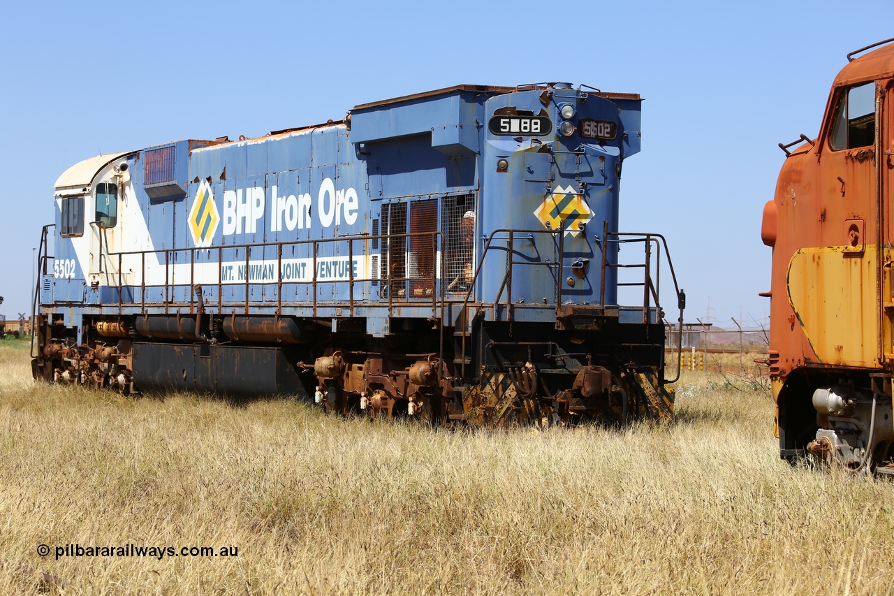 200914 7757
Pilbara Railways Historical Society museum, Australian built by Comeng NSW an MLW ALCo M636 unit formerly owned by BHP 5502 serial C6096-7 built in July 1976, retired in 1994, donated to Society in November 1995. 14th September 2020.
Keywords: 5502;Comeng-NSW;MLW;ALCo;M636;C6096-7;