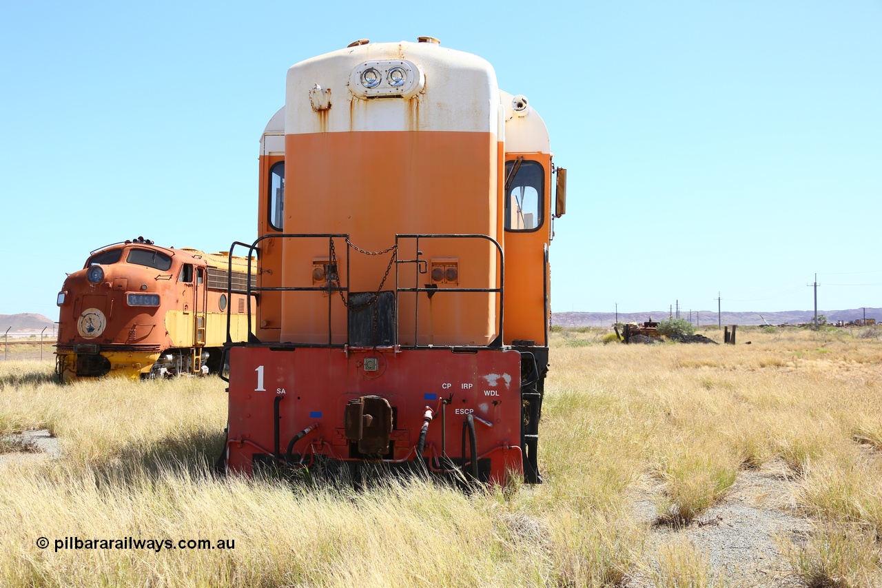 200914 7764
Pilbara Railways Historical Society, Goldsworthy Mining Ltd B class unit 1, an English Electric built ST95B model, originally built in 1965 serial A-104, due to accident damage rebuilt on new frame with serial A-232 in 1970. These units of Bo-Bo design with a 6CSRKT 640 kW prime mover and built at the Rocklea Qld plant. Donated to Society in 1995. 14th September 2020.
Keywords: B-class;English-Electric-Qld;ST95B;A-104;A-232;GML;Goldsworthy-Mining;