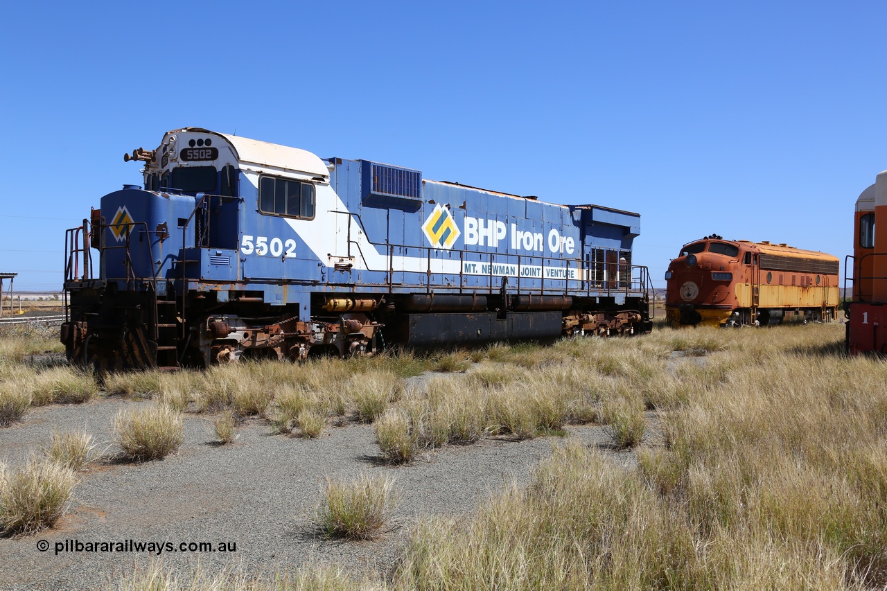 200914 7766
Pilbara Railways Historical Society museum, Australian built by Comeng NSW an MLW ALCo M636 unit formerly owned by BHP 5502 serial C6096-7 built in July 1976, retired in 1994, donated to Society in November 1995. 14th September 2020.
Keywords: 5502;Comeng-NSW;MLW;ALCo;M636;C6096-7;