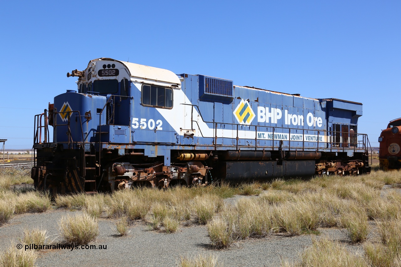 200914 7767
Pilbara Railways Historical Society museum, Australian built by Comeng NSW an MLW ALCo M636 unit formerly owned by BHP 5502 serial C6096-7 built in July 1976, retired in 1994, donated to Society in November 1995. 14th September 2020.
Keywords: 5502;Comeng-NSW;MLW;ALCo;M636;C6096-7;