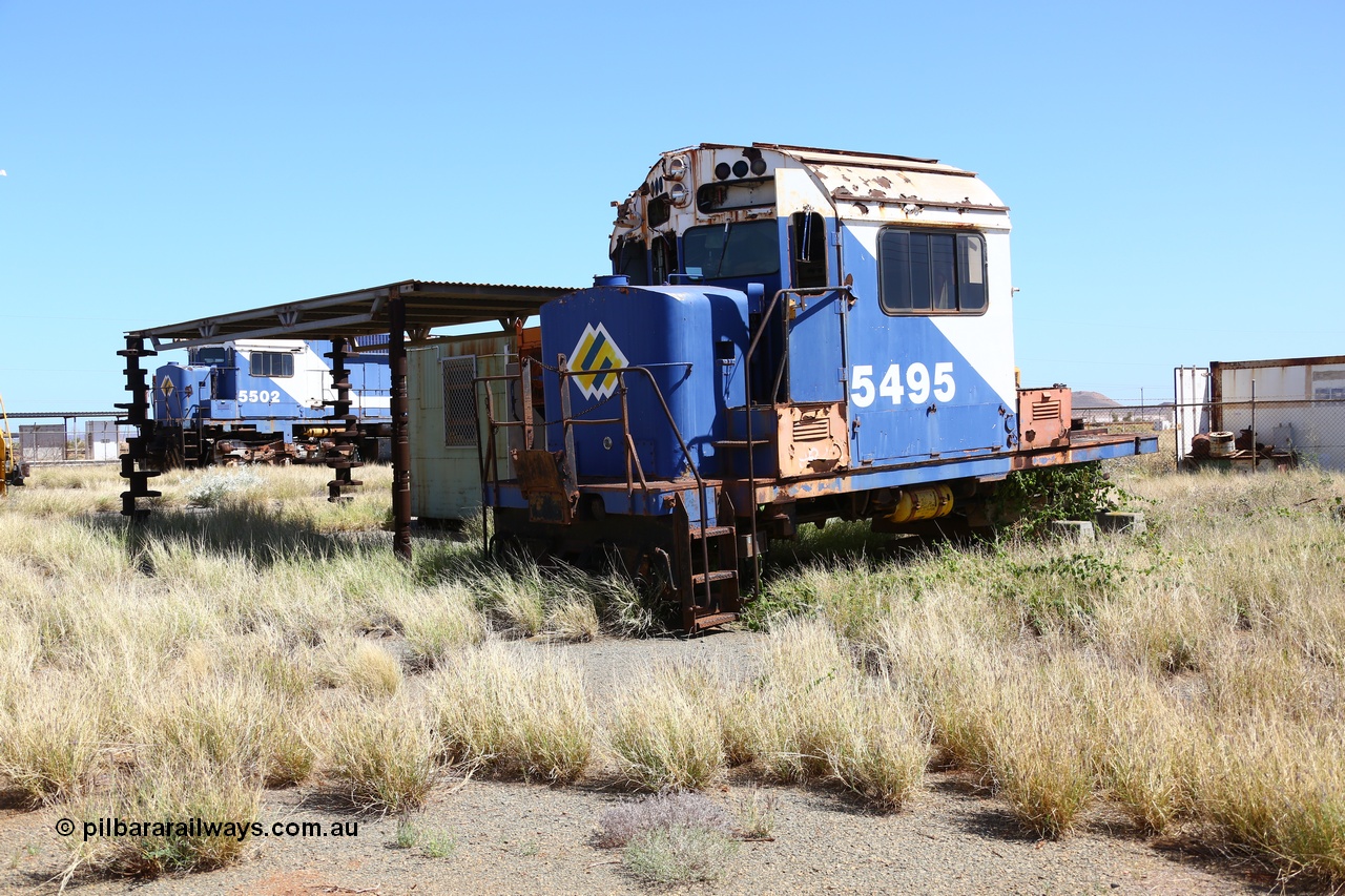 200914 7776
Pilbara Railways Historical Society, the cab from Mt Newman Mining / BHP scrapped Comeng NSW built ALCo M636 unit 5495 serial number C6084-11 next to the office building. The shade uprights are re-purposed crank shafts and cam shafts. 14th September 2020.
Keywords: 5495;Comeng-NSW;ALCo;M636;C6084-11;