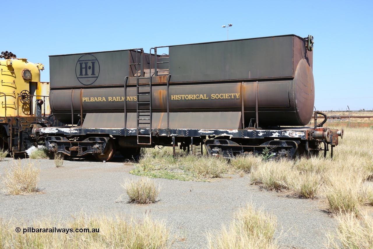 200914 7778
Pilbara Railways Historical Society, PWT 1 the water gin waggon used with the steam locomotive Pendennis Castle, this waggon had a proportional valve fitted to control the Westinghouse brake system on the train via the vacuum brake on the Pendennis Castle. 14th September 2020.
