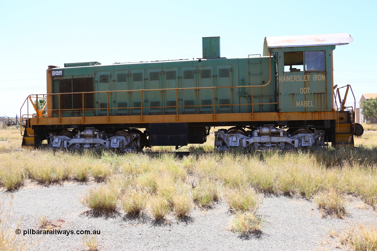 200914 7780
Pilbara Railways Historical Society, ALCo built locomotive model S-2 serial 69214 built in 1940 for the Spokane, Portland and Seattle as their #21 and retired in 1964 before coming to Australia in September 1965, numbered 007 and called 'Mabel'. Retired in December 1972 and donated to the Society in 1976. 14th September 2020.
Keywords: 007;ALCo;S-2;69214;SP&S;21;