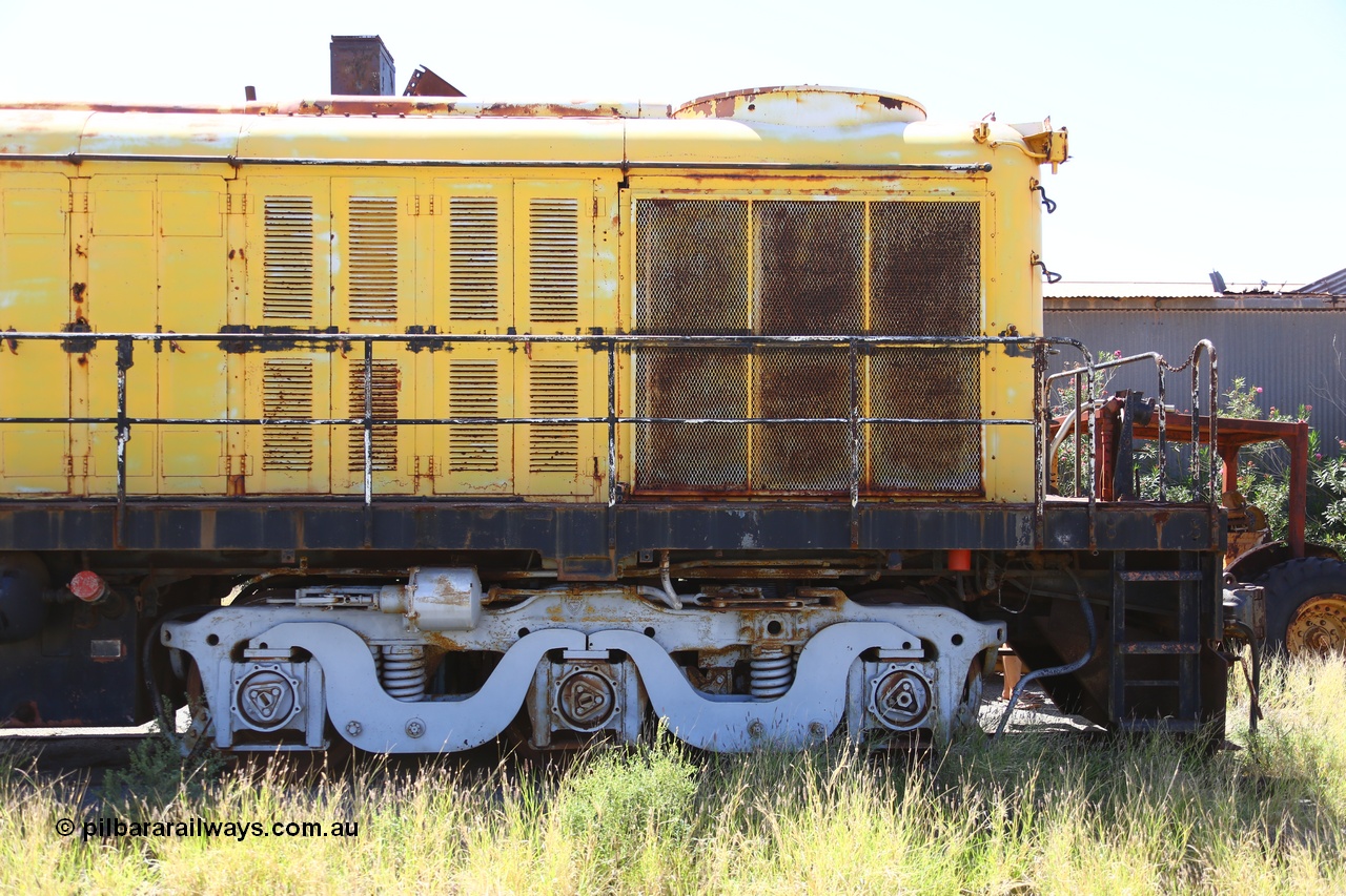 200914 7785
Pilbara Railways Historical Society museum, former Cliffs Robe River Iron Associates RSD-3 model ALCo locomotive built by Montreal Locomotive Works (MLW) in 1951 for NSWGR as the 40 class 4002 serial 77733, purchased by CRRIA in 1971 and numbered 261.002, then 1705 and finally 9405. 4002 is preserved in an operational state and another claim to fame is it run the Royal Train in NSW February 1954. Donated to the Society in 1979. 14th September 2020.
Keywords: 4002;MLW;ALCo;RSD3;77733;9405;40-class;