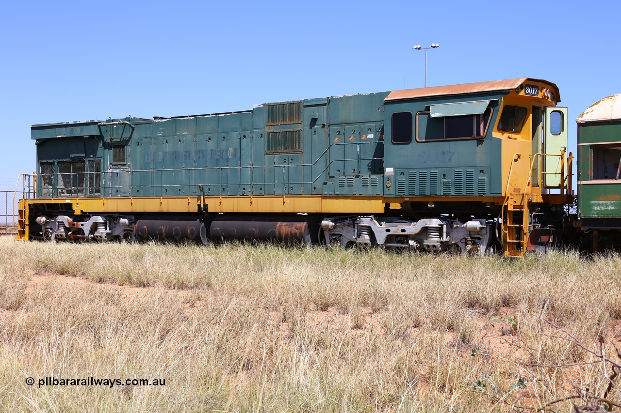 200914 7800
Pilbara Railways Historical Society, Comeng WA ALCo rebuild C636R locomotive 3017 serial WA-135-C-6043-04. The improved Pilbara cab was fitted as part of the rebuild in April 1985. Donated to Society in 1996. 14th September 2020.
Keywords: 3017;Comeng-WA;ALCo;C636R;WA-135-C-6043-04;rebuild;