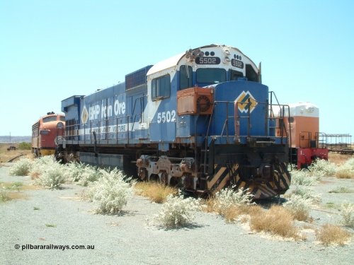 041014 122542
Pilbara Railways Historical Society museum, Australian built by Comeng NSW an MLW ALCo M636 unit formerly owned by Mt Newman Mining and BHP Iron Ore 5502 serial number C6096-7 built in July 1976, retired in 1994, donated to the Society in November 1995. 14th October 2004.
Keywords: 5502;Comeng-NSW;MLW;ALCo;M636;C6096-7
