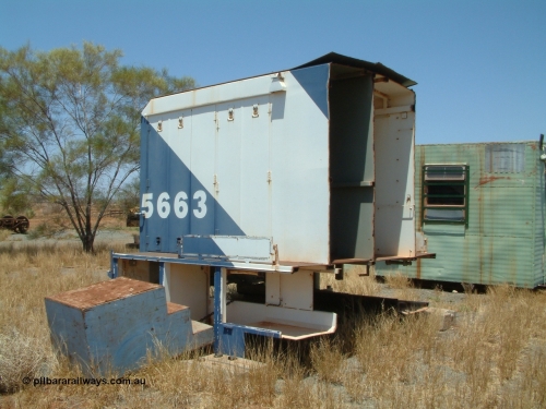 041014 122920
Pilbara Railways Historical Society, the Locotrol 'cab' from Goninan WA rebuild CM40-8ML unit 5663 Newcastle, one of three units built without a driving cab in 1994 but with a Locotrol equipment cabinet to do away with the Locotrol waggons that were in use at the time. Eventually the three locomotives had driving cabs fitted. Donated to the Society around 1998? 14th October 2004.
Keywords: 5663;Goninan;GE;CM40-8ML;8412-08/94-154;rebuild;AE-Goodwin;ALCo;M636C;5476;G6047-8