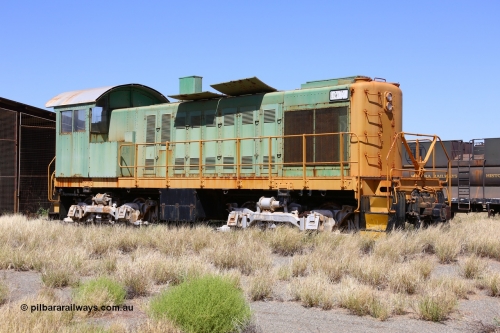 200914 7771
Pilbara Railways Historical Society, ALCo built locomotive model S-2 serial 69214 built in 1940 for the Spokane, Portland and Seattle as their #21 and retired in 1964 before coming to Australia in September 1965, numbered 007 and called 'Mabel'. Retired in December 1972 and donated to the Society in 1976. 14th September 2020.
Keywords: 007;ALCo;S-2;69214;SP&S;21