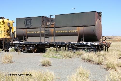 200914 7778
Pilbara Railways Historical Society, PWT 1 the water gin waggon used with the steam locomotive Pendennis Castle, this waggon had a proportional valve fitted to control the Westinghouse brake system on the train via the vacuum brake on the Pendennis Castle. 14th September 2020.
