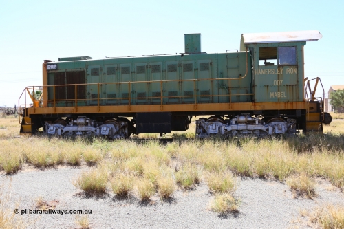 200914 7780
Pilbara Railways Historical Society, ALCo built locomotive model S-2 serial 69214 built in 1940 for the Spokane, Portland and Seattle as their #21 and retired in 1964 before coming to Australia in September 1965, numbered 007 and called 'Mabel'. Retired in December 1972 and donated to the Society in 1976. 14th September 2020.
Keywords: 007;ALCo;S-2;69214;SP&S;21