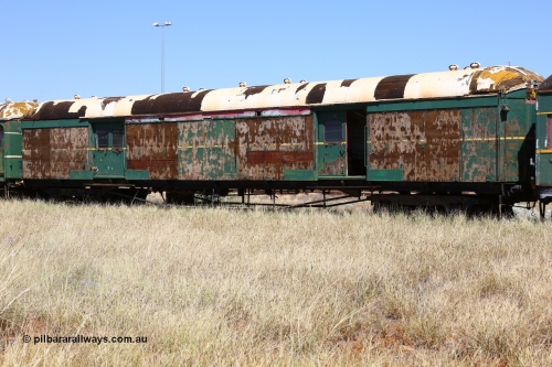 200914 7790
Pilbara Railways Historical Society, brake van 'Portland' was originally a NSWGR MHO type guards van MHO 2321, then recoded to KB type mail van, then to KBY 2513 guards van. It was built by Clyde Engineering at Granville and purchased in 1987 by the Society, it is named after a local river. 14th September 2020.
Keywords: KBY2513;KBY-type;Clyde-Engineering-Granville-NSW;MHO-type;MHO2321;KB-type
