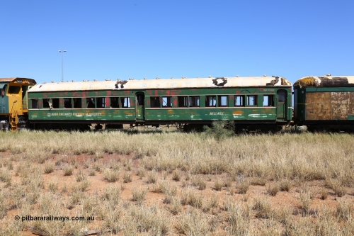 200914 7796
Pilbara Railways Historical Society, passenger carriage 'Bellary' was originally built by Clyde Engineering at Granville NSW in 1936 for the NSWGR as a second class railway carriage FS type FS 2143. In 1987 it was purchased by the Society and is named after a local river. 14th September 2020.
Keywords: FS2143;FS-type;Clyde-Engineering-Granville-NSW