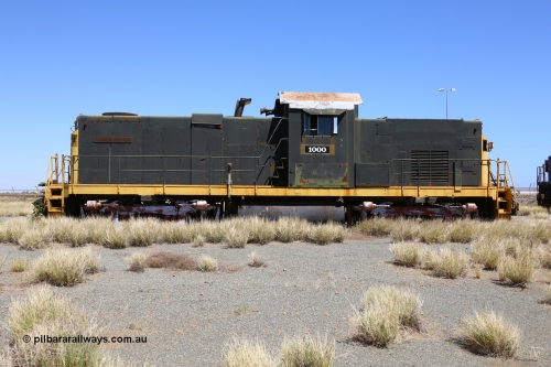 200914 7807
Pilbara Railways Historical Society, former ALCo built demonstrator locomotive model C-415 serial 3449-1 built April 1966, currently carrying number 1000, it was originally numbered 008 when Hamersley Iron purchased the unit in 1968. It was retired from service on the 24th February 1982. It was renumbered to 2000 in October 1991 for construction of the Brockman railway line, and then the line to Marandoo. 14th September 2020.
Keywords: 1000;ALCo;C-415;3449-1;008;2000