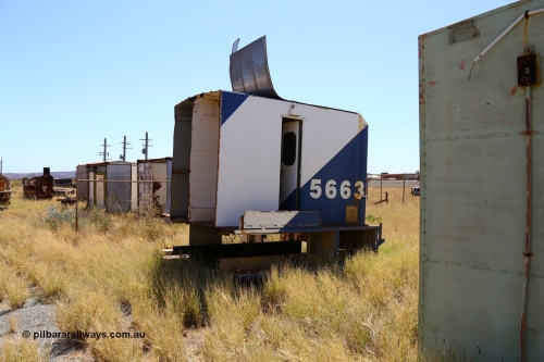 200914 7811
Pilbara Railways Historical Society, the Locotrol 'cab' from Goninan WA rebuild CM40-8ML unit 5663 Newcastle, one of three units built without a driving cab in 1994 but with a Locotrol equipment cabinet to do away with the Locotrol waggons that were in use at the time. Eventually the three locomotives had driving cabs fitted. Donated to the Society around 1998? 14th September 2020.
Keywords: 5663;Goninan;GE;CM40-8ML;8412-08/94-154;rebuild;AE-Goodwin;ALCo;M636C;5476;G6047-8